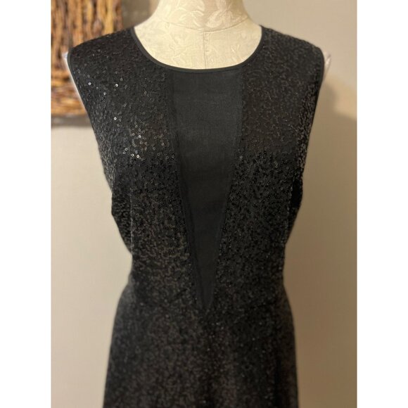 Cynthia Rowley Dress Black 14 Sequin A Line Wedding Party Cruise Date - Picture 6 of 10